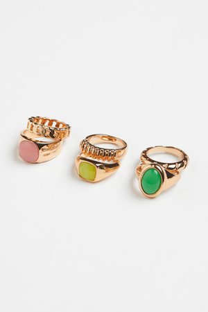 6-pack Rings - Gold-colored/green - Ladies | H&M US