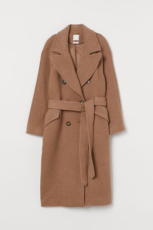 Abrigo largo en mezcla de lana - Beige oscuro - Ladies | H&M MX