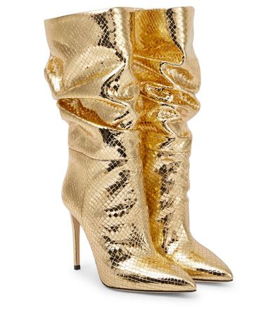 Paris Texas - Slouchy snake-effect leather boots | Mytheresa