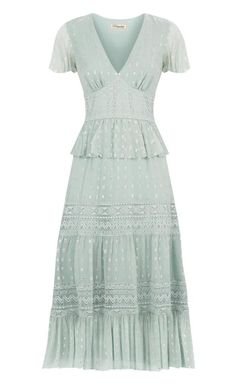 Temperley London | Blue/green Wondering Lace Mid-Length Night Out Dress