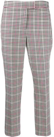 Glen checkered twill cropped trousers
