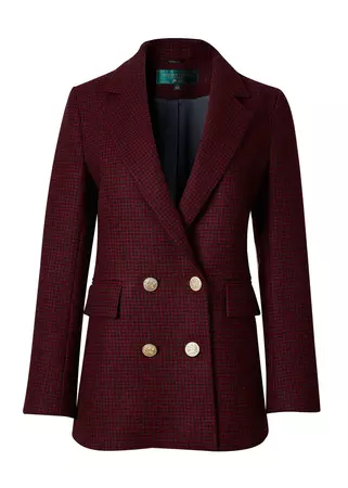 Double Breasted Blazer (Deep Red Houndstooth) – Holland Cooper ®
