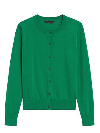 Stretch-Cotton Cardigan Sweater in Luscious Green | Banana Republic