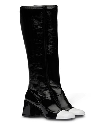 Miu Miu Patent-Leather Block Heel Boots