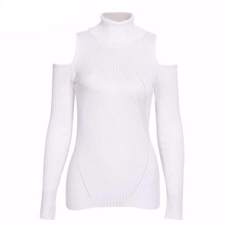Knitted Turtleneck Cut Out Women Sweater Tops