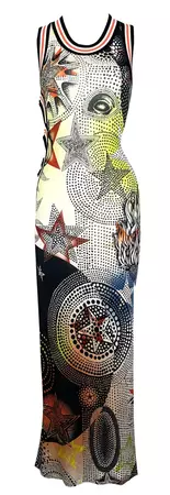 Vintage 1990's Jean Paul Gaultier Graffiti Side Cut-Out Maxi Dress For Sale at 1stDibs