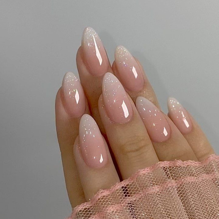 sparkle neutral pink nails