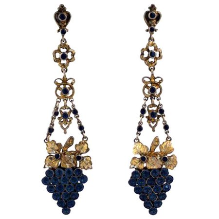 Hungarian Paste Grape Cluster Earrings For Sale at 1stdibs