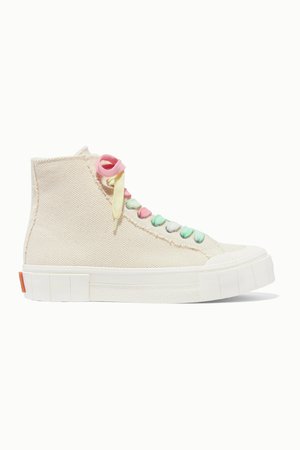 Off-white + NET SUSTAIN organic cotton-canvas high-top sneakers | GOOD NEWS | NET-A-PORTER