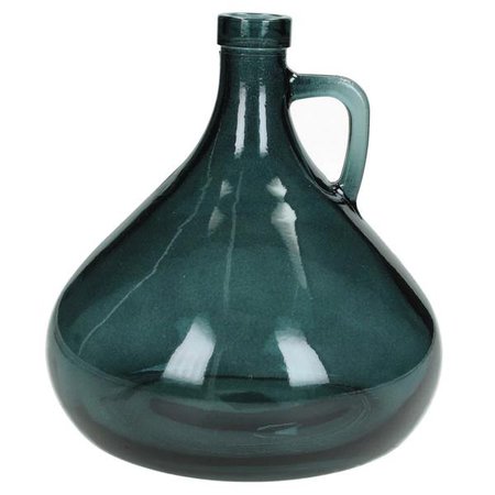 Libra Recycled Glass Teal Handle Vase | Olivia's
