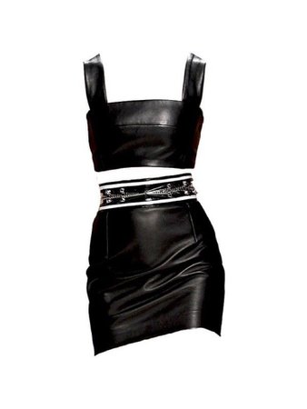 Black leather two piece set