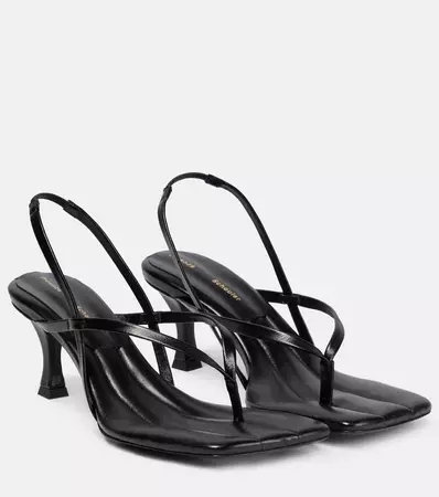 Square Thong Leather Sandals in Black - Proenza Schouler | Mytheresa
