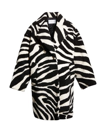 Michael Kors Collection Zebra-Intarsia Lamb Shearling Coat | Neiman Marcus