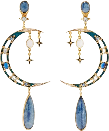 Blue moon gold earrings