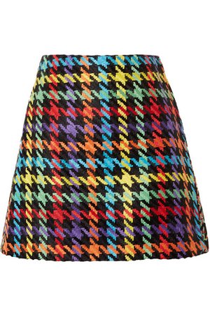 Alice + Olivia Darma houndstooth tweed mini skirt