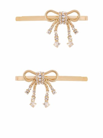 Shop Miu Miu crystal-embellished bow hair clips with Express Delivery - FARFETCH