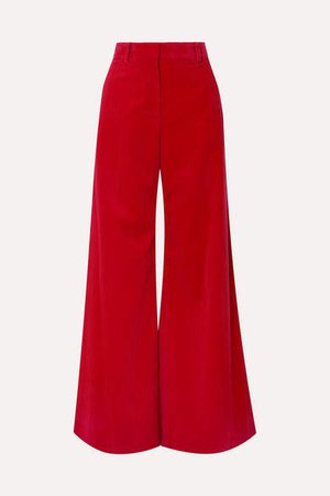 Bianca Cotton-corduroy Wide-leg Pants - Red
