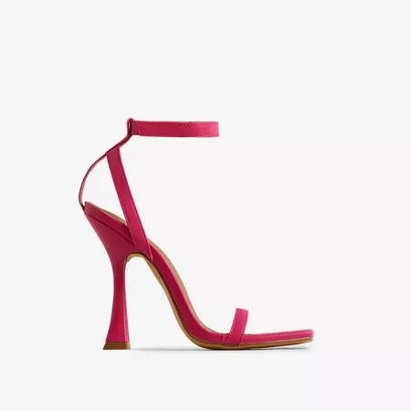 Hot-N-Cold Square Toe Barely There Flared Heel In Pink Faux Leather | EGO