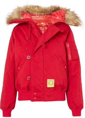 Brumal - Hooded Faux Fur-trimmed Shell Down Jacket - Red