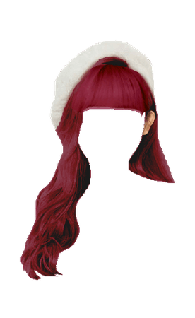 Dark Berry Red Hair with white Beret - Lisa HYLT Teasers (Dei5 edit)