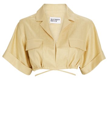 Matthew Bruch Cropped Safari Linen Shirt | INTERMIX®
