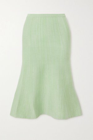 Mint Fluted mélange ribbed-knit skirt | Victoria, Victoria Beckham | NET-A-PORTER