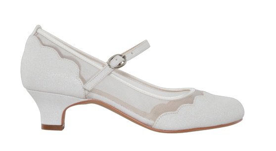 Gemma flower girl shoes heels white