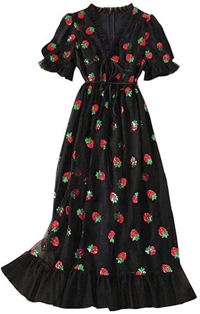 black strawberry dress