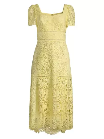 Shop Rachel Parcell Scalloped Lace Midi-Dress | Saks Fifth Avenue