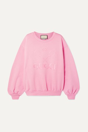Baby pink Oversized embroidered cotton-jersey sweatshirt | Gucci | NET-A-PORTER