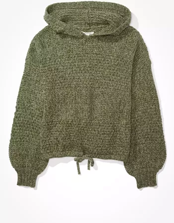 AE Cinched Waist Hooded Sweater green