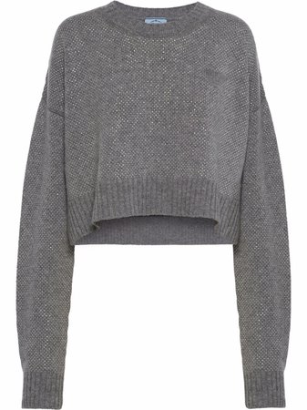 Shop Prada studded cashmere jumper with Express Delivery - FARFETCH