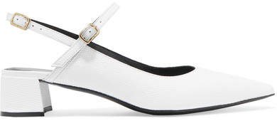 Aerin Embossed Glossed-leather Slingback Pumps - White