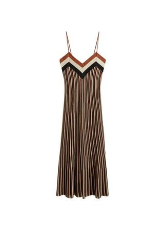 MANGO Metallic striped dress