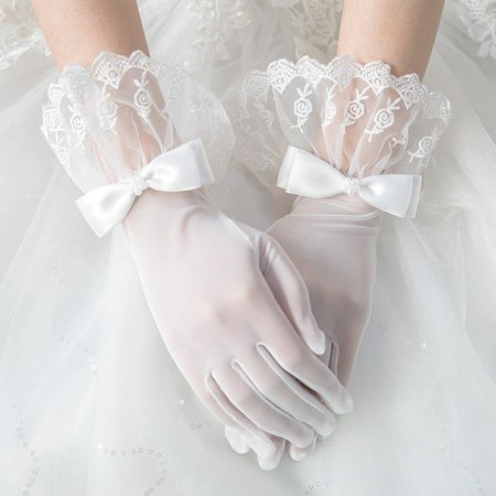 Original lolita Lolita Miss cos white gloves bow lace lace mesh accessories|Costume Accessories| - AliExpress