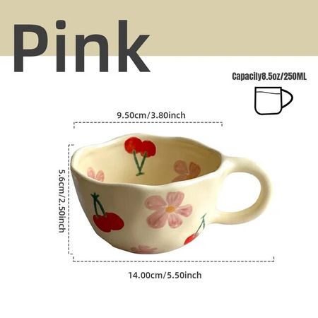 Ceramic Mugs Coffee Cups Hand Pinched Irregular Flower Milk Tea Cup Ins Korean Style Oatmeal Breakfast Mug Drinkware Kitchen - AliExpress