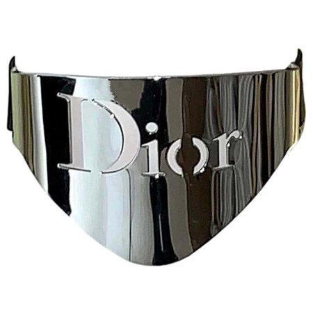 2000 Christian Dior by John Galliano Large Silver Logo Choker Necklace For Sale at 1stDibs