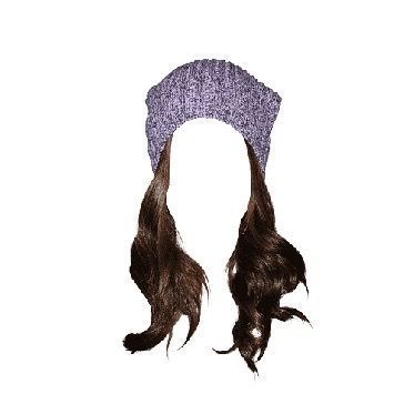 brown hair purple beanie