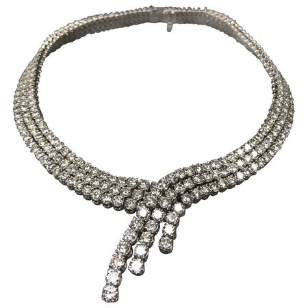 Estate 18 Karat Gold and Diamond Statement Necklace For Sale at 1stdibs