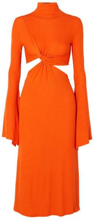 Sid Neigum - Twist-front Ribbed Stretch-jersey Dress - Orange