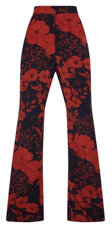 Floral Red Pants