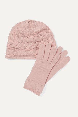 Portolano | Cable-knit cashmere beanie and gloves set | NET-A-PORTER.COM