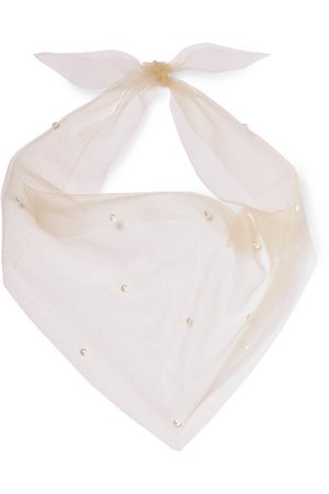 Pan & The Dream | Faux mother of pearl-embellished tulle scarf | NET-A-PORTER.COM