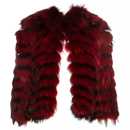Dolce and Gabbana red fox fur jacket, fw 1999 For Sale at 1stDibs | red feather jacket, sims 4 fur coat, fur coat sims 4