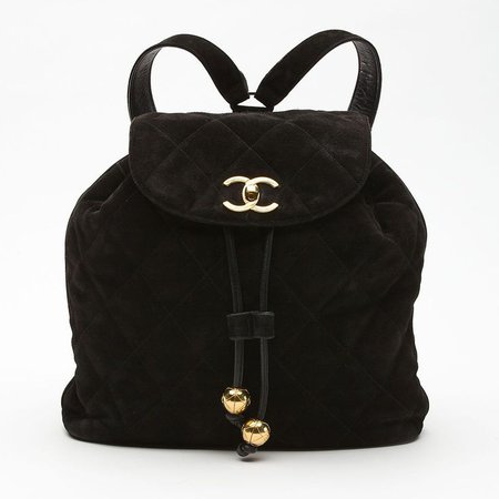 vintage Chanel black suede backpack