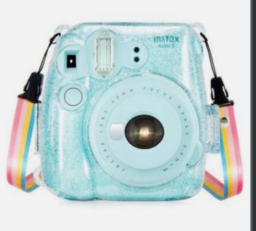 shimmery Instax mini 11 case with rainbow band