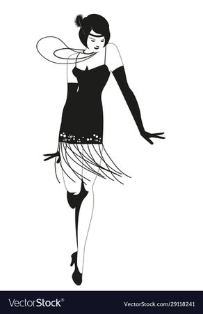 Funny flapper girl wearing vintage style clothes Vector Image