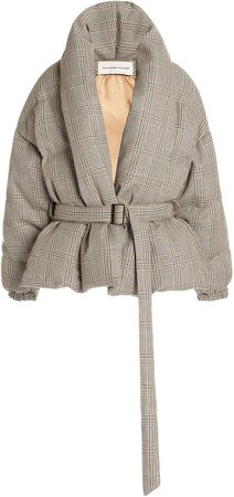 Alexandre Vauthier Belted Plaid Puffer Coat