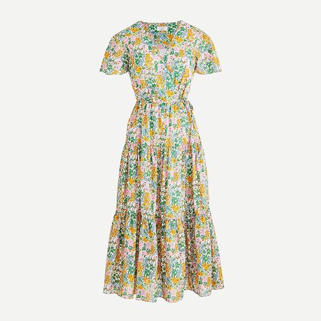Lime J.Crew: Faux-wrap Dress In Liberty® Mini Floral Walk For Women