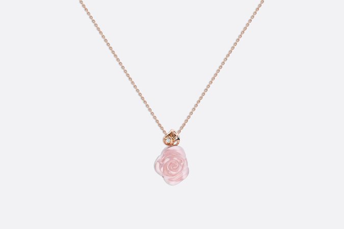 Rose Dior Pré Catelan necklace pink gold and pink quartz